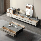 Contemporary Living Room Stone Rectangular TV Stand Image - 3