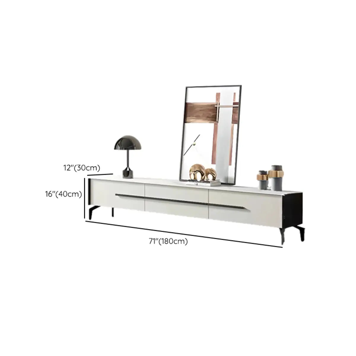 Contemporary Living Room Stone Rectangular TV Stand Image - 8