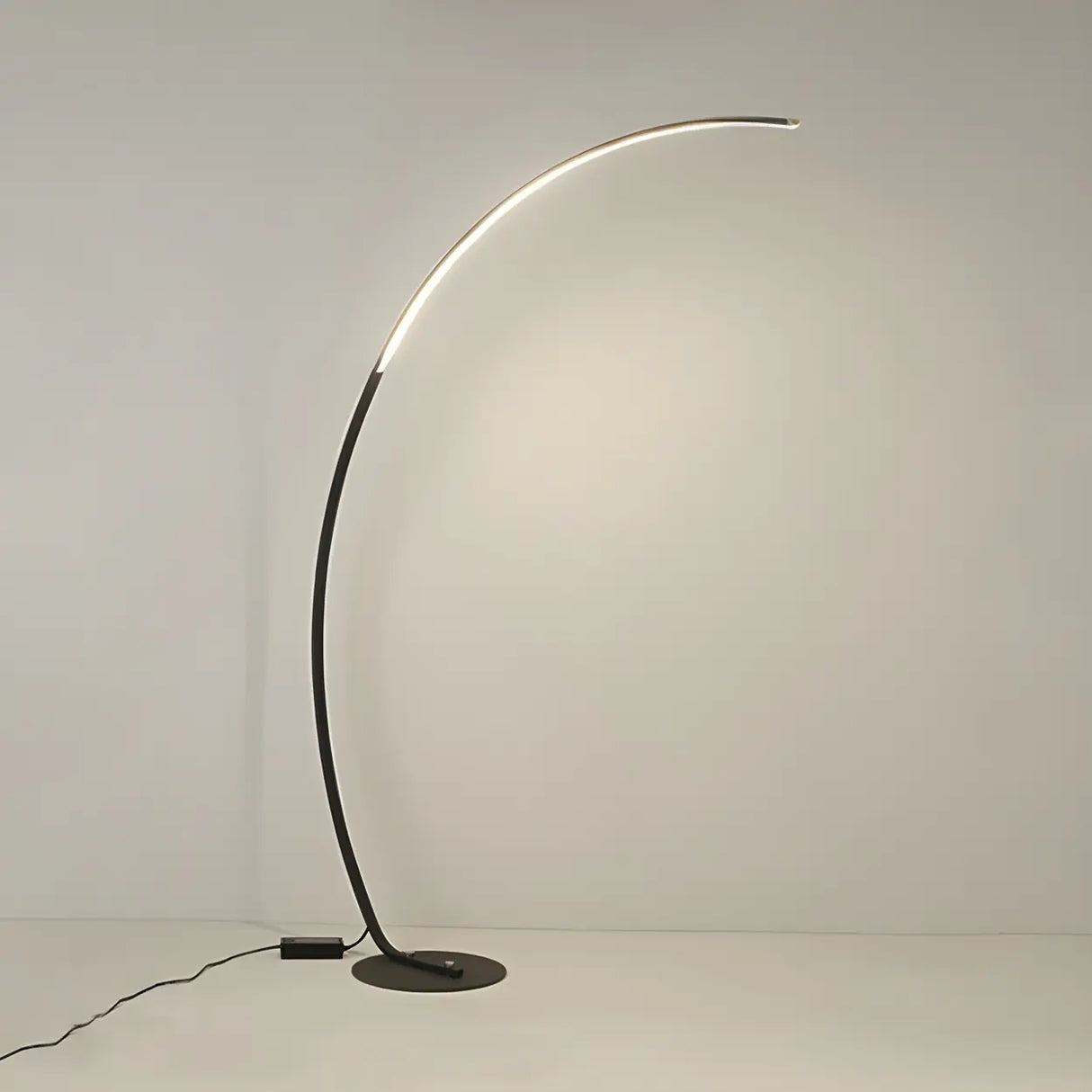 Contemporary Living Room White Arc LED Floor Lamp Image - 10