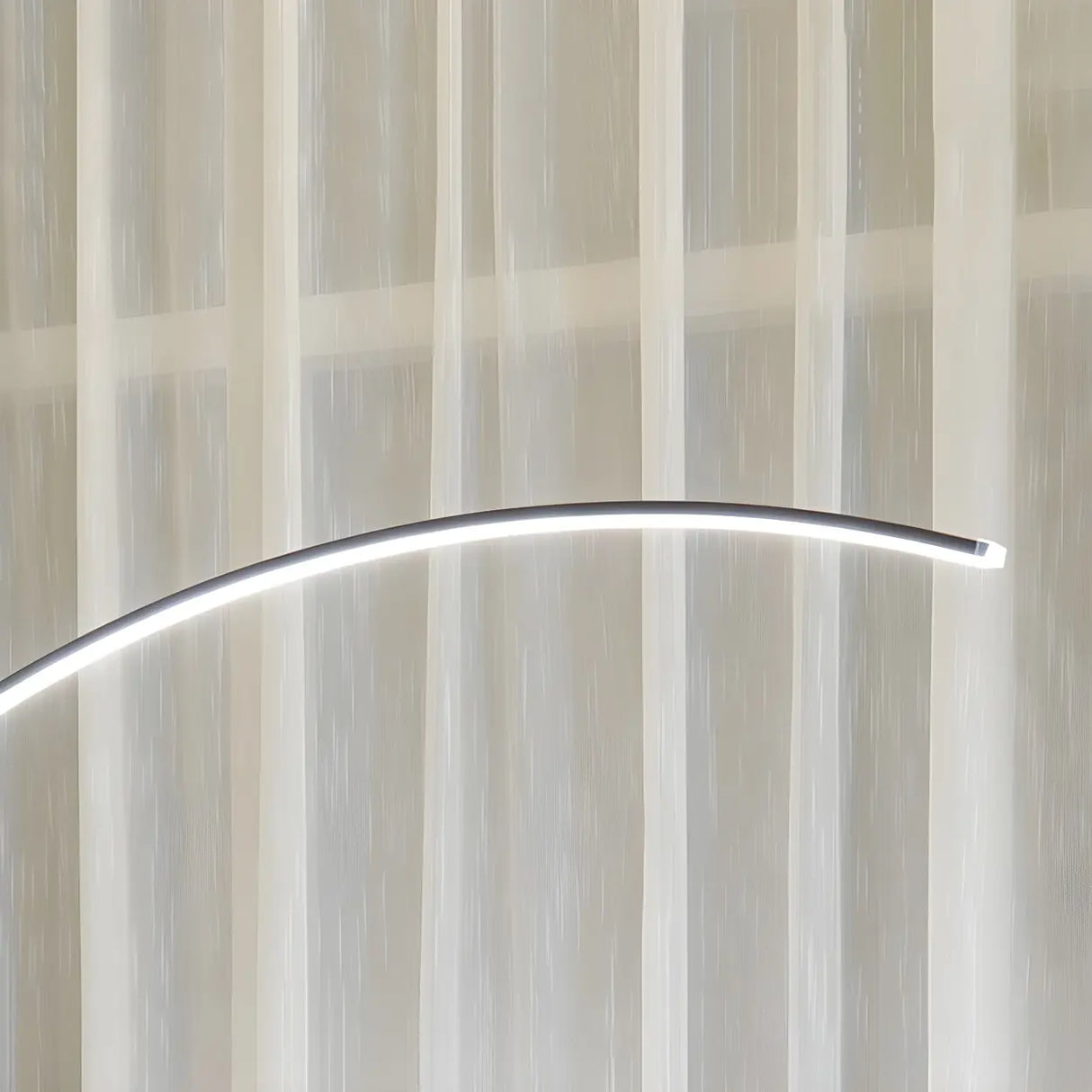 Contemporary Living Room White Arc LED Floor Lamp Image - 12