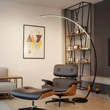 Contemporary Living Room White Arc LED Floor Lamp Image - 16