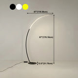 Contemporary Living Room White Arc LED Floor Lamp #size