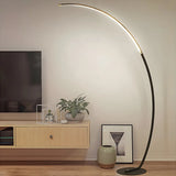 Contemporary Living Room White Arc LED Floor Lamp Image - 2