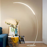 Contemporary Living Room White Arc LED Floor Lamp Image - 3