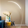 Contemporary Living Room White Arc LED Floor Lamp Image - 3