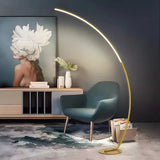 Contemporary Living Room White Arc LED Floor Lamp Image - 5