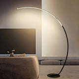 Contemporary Living Room White Arc LED Floor Lamp Image - 6