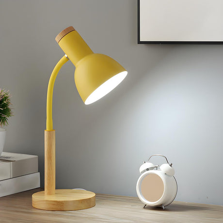 Contemporary Macaron Simple Wooden Base Table Lamp Image - 2