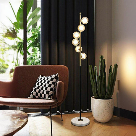 Contemporary Marble Base 6-Light Bubble Floor Lamp Image - 1