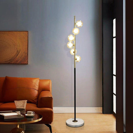 Contemporary Marble Base 6-Light Bubble Floor Lamp Image - 2