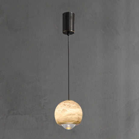 Contemporary Marble Stone Globe Pendant Light Bedroom Image - 2