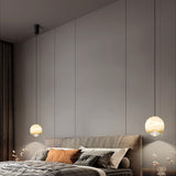 Contemporary Marble Stone Globe Pendant Light Bedroom Image - 5