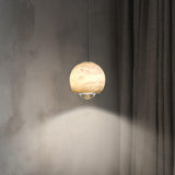 Contemporary Marble Stone Globe Pendant Light Bedroom Image - 6