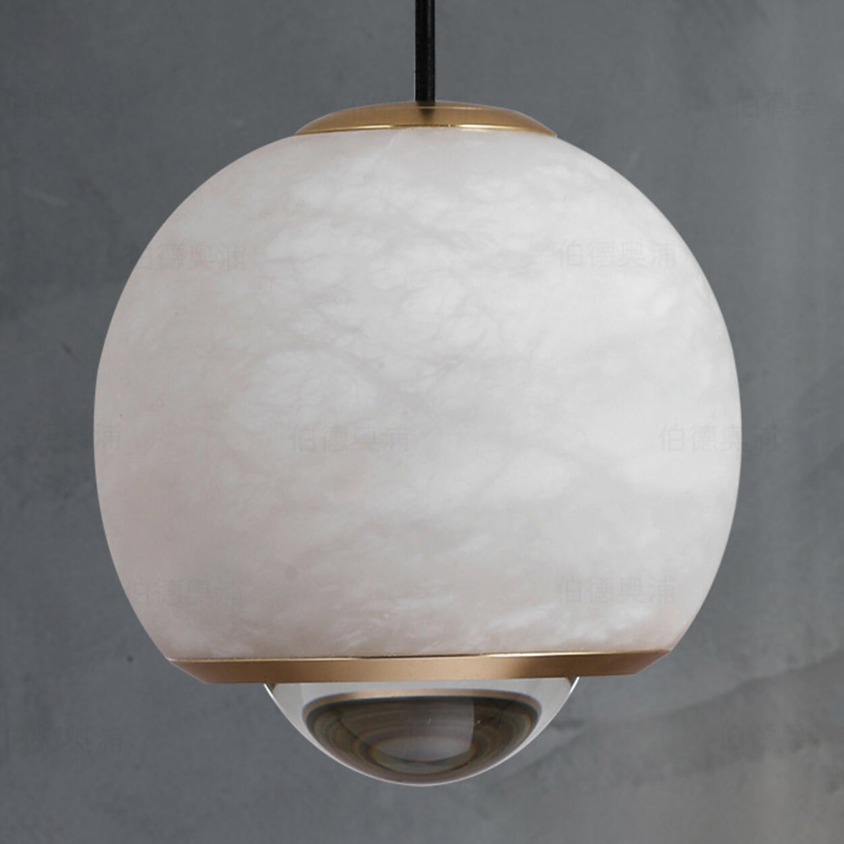 Contemporary Marble Stone Globe Pendant Light Bedroom Image - 9