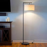 Contemporary Metal and Fabric Cylinder LED Floor Lamp Image - 1