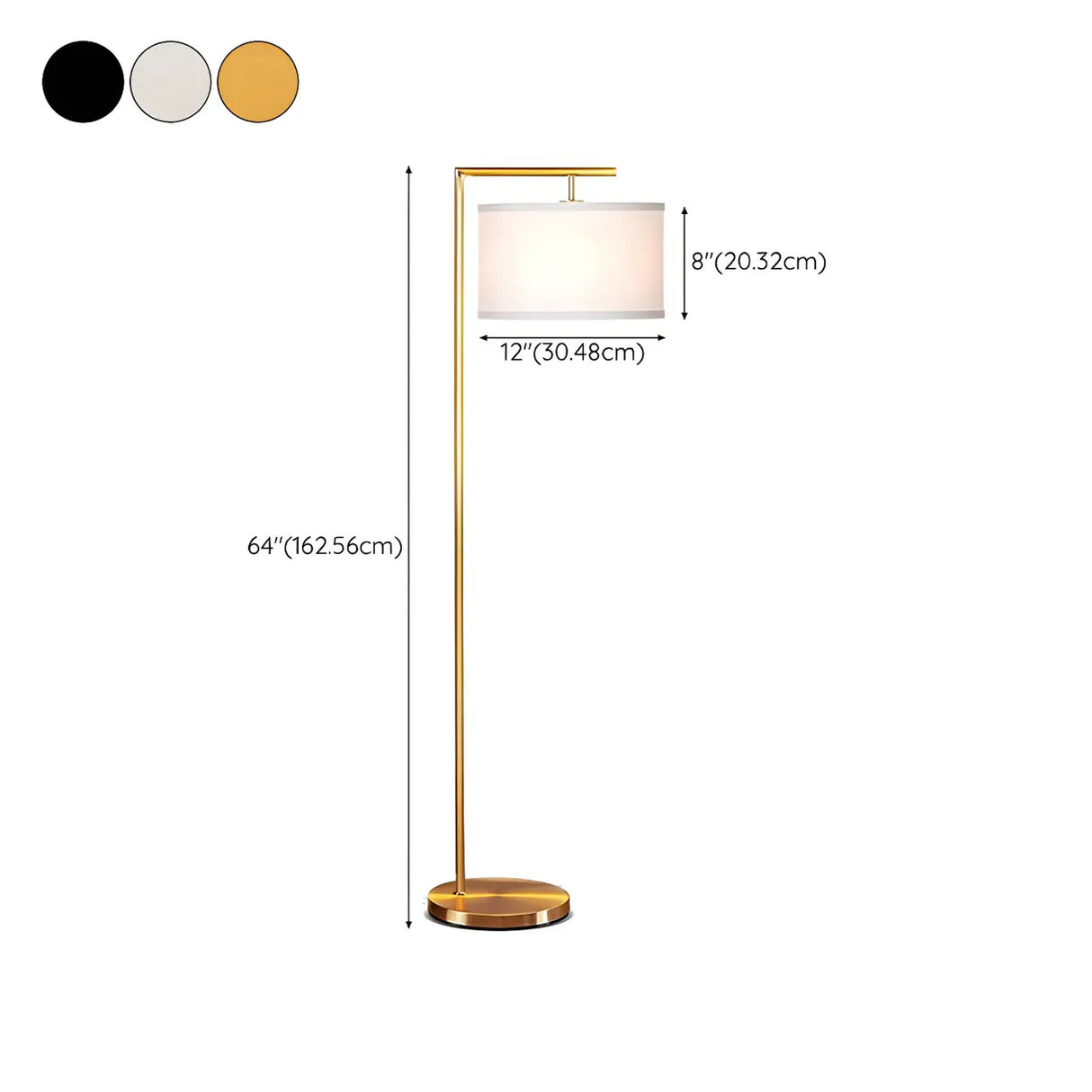 Contemporary Metal and Fabric Cylinder LED Floor Lamp 