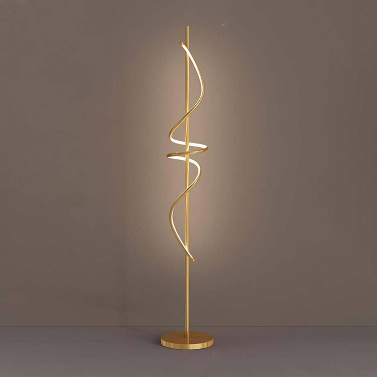 Contemporary Metal Black Spiral LED Floor Lamp Image - 10