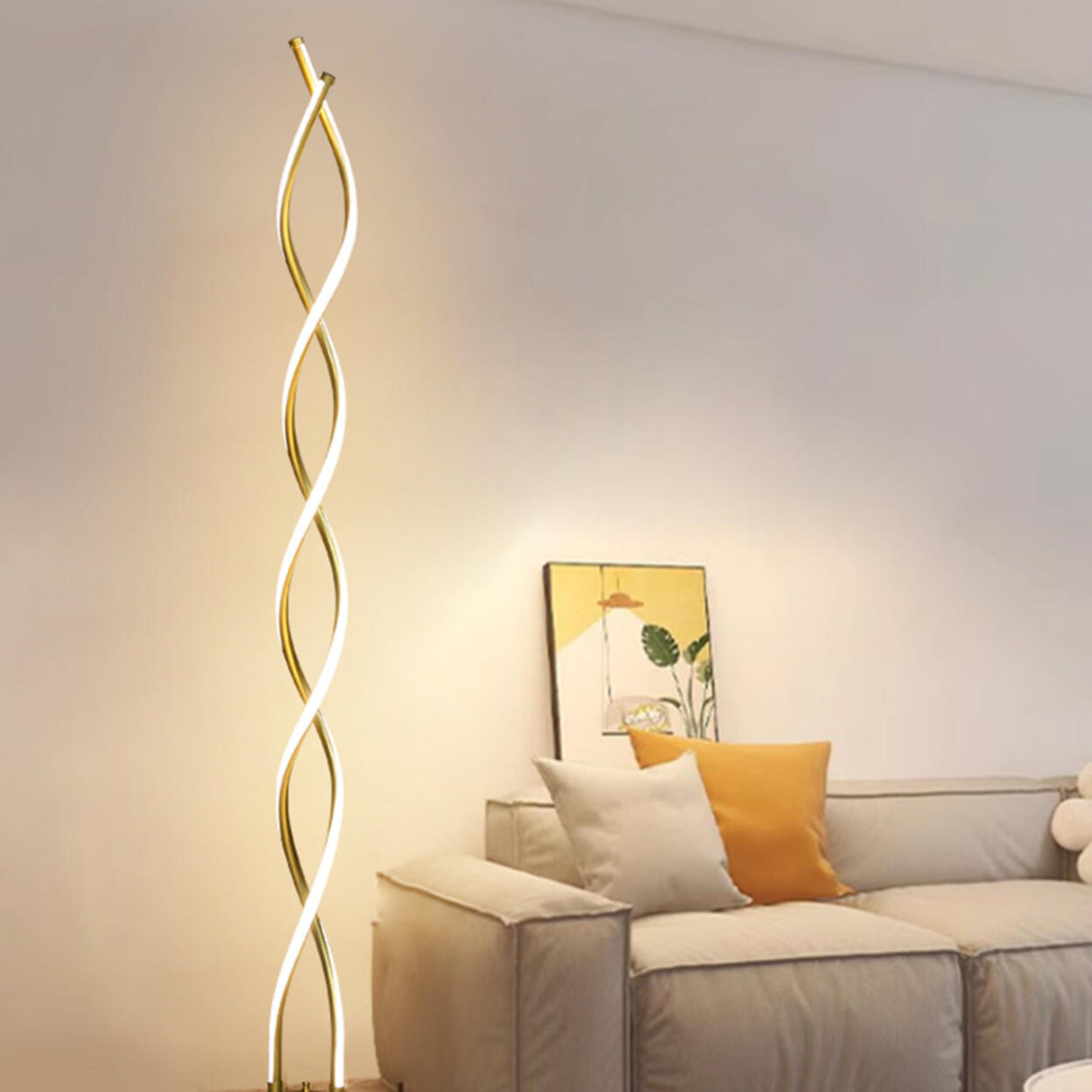 Contemporary Metal Black Spiral LED Floor Lamp Image - 4