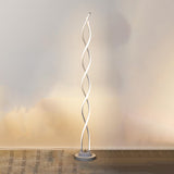 Contemporary Metal Black Spiral LED Floor Lamp Image - 8