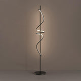 Contemporary Metal Black Spiral LED Floor Lamp Image - 9