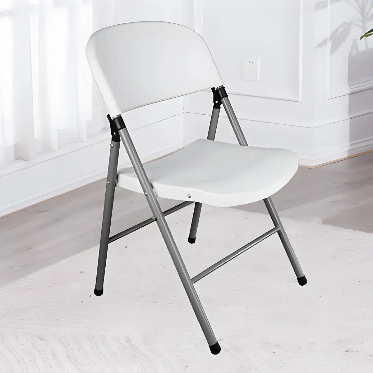 Contemporary Metal Frame Armless Gray Office Chair Image - 16