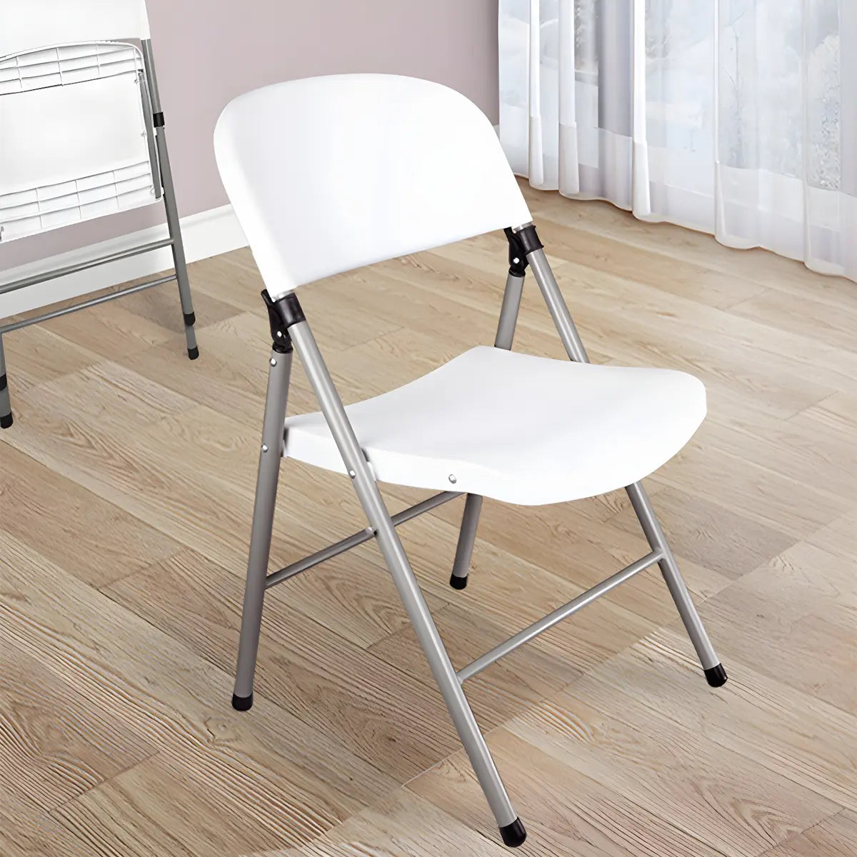 Contemporary Metal Frame Armless Gray Office Chair Image - 4