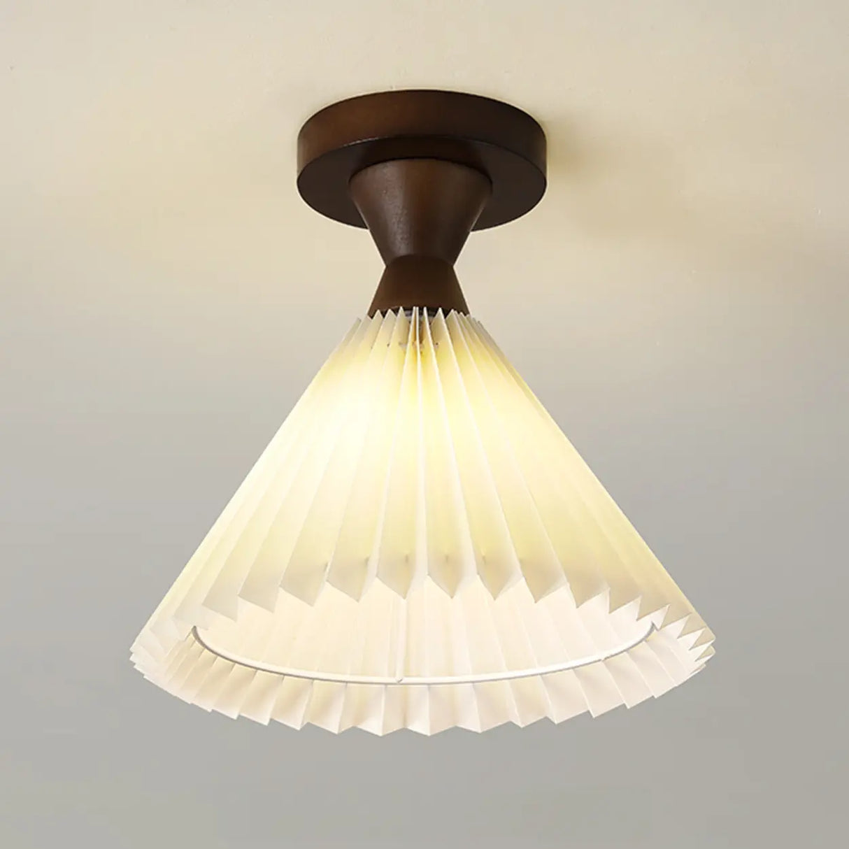 Contemporary Mini Cone Fabric Semi-Flush Mount Light Image - 10