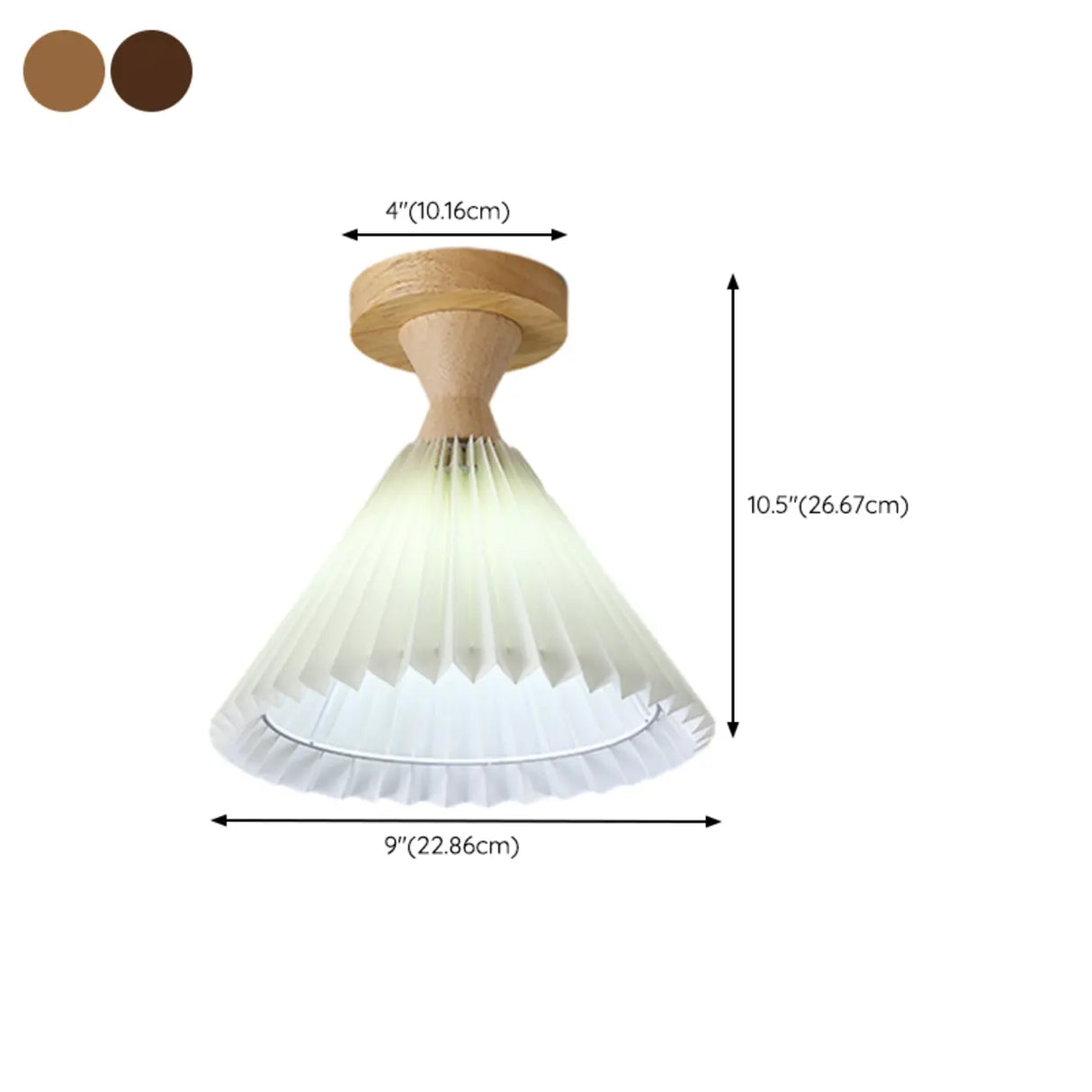 Contemporary Mini Cone Fabric Semi-Flush Mount Light 