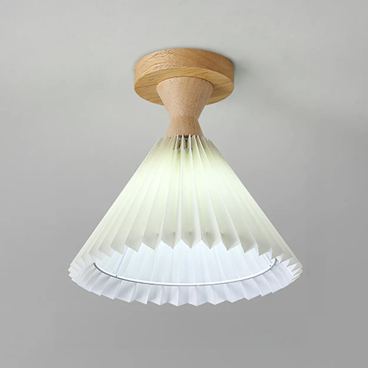 Contemporary Mini Cone Fabric Semi-Flush Mount Light Image - 2