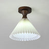 Contemporary Mini Cone Fabric Semi-Flush Mount Light Image - 3