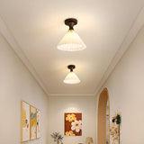 Contemporary Mini Cone Fabric Semi-Flush Mount Light Image - 6