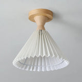 Contemporary Mini Cone Fabric Semi-Flush Mount Light Image - 7