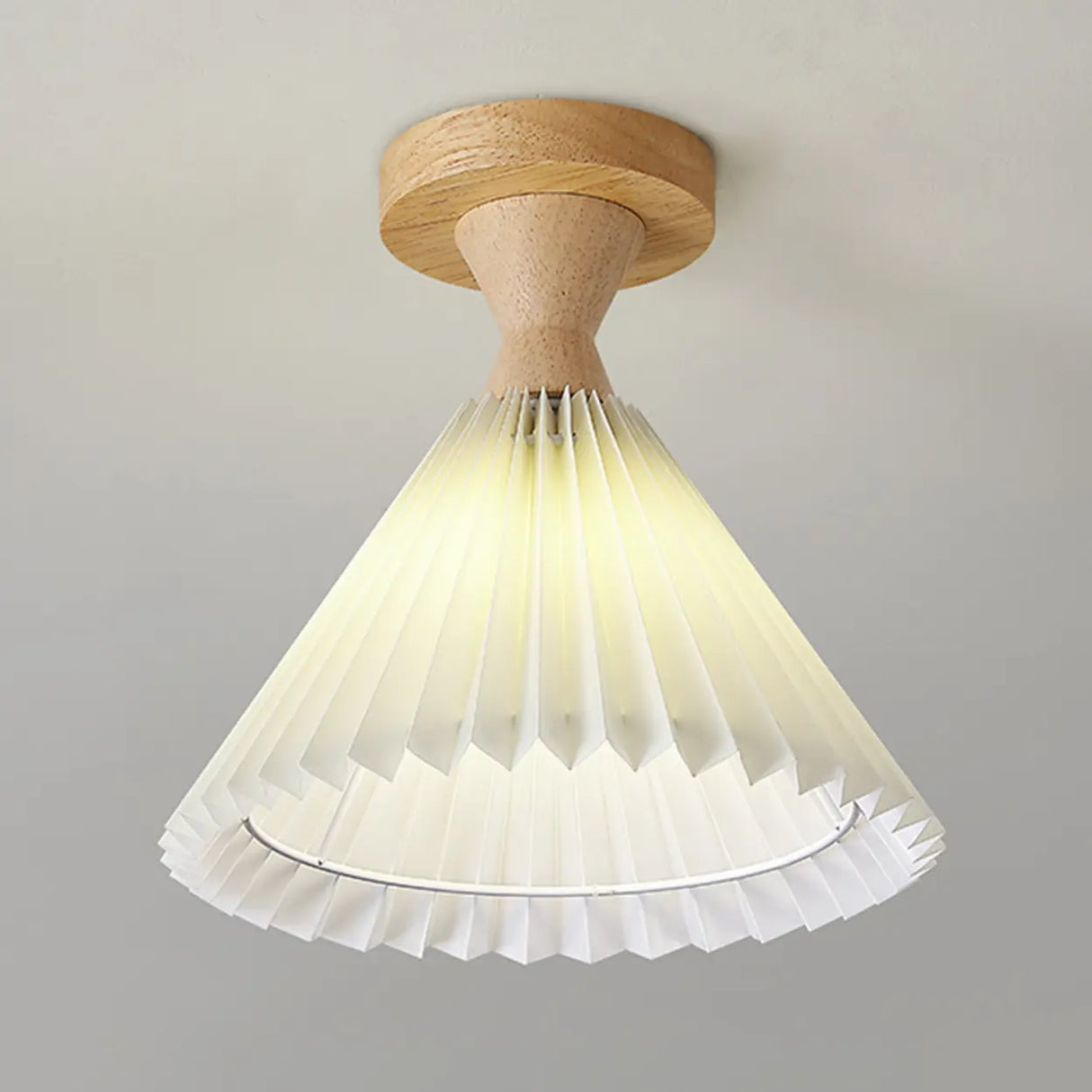 Contemporary Mini Cone Fabric Semi-Flush Mount Light Image - 8