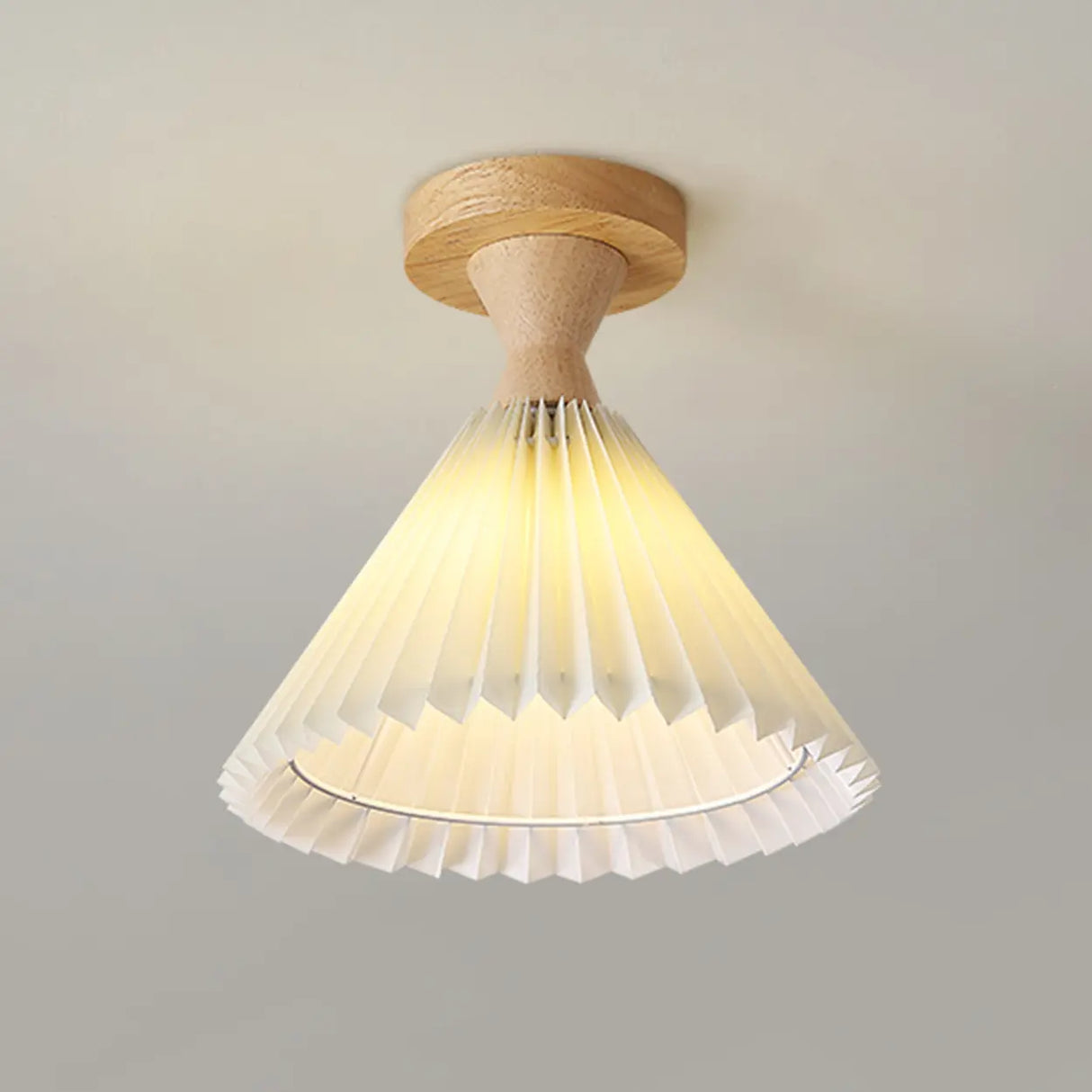 Contemporary Mini Cone Fabric Semi-Flush Mount Light Image - 9