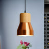 Contemporary Mini Copper Conical Wood Hotel Pendant Light Image - 1