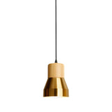 Contemporary Mini Copper Conical Wood Hotel Pendant Light Image - 6