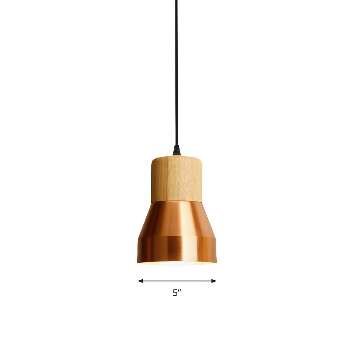 Contemporary Mini Copper Conical Wood Hotel Pendant Light 