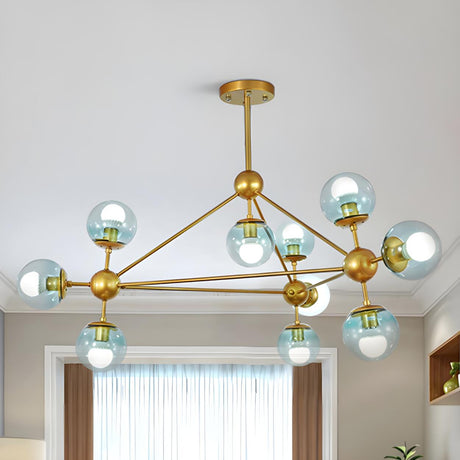 Contemporary Modo Atomic Blue Glass Globes Chandelier Image - 1