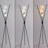 Contemporary Multi-Sphere Black Tripod Floor Lamp Image - 11