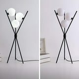 Contemporary Multi-Sphere Black Tripod Floor Lamp Image - 12