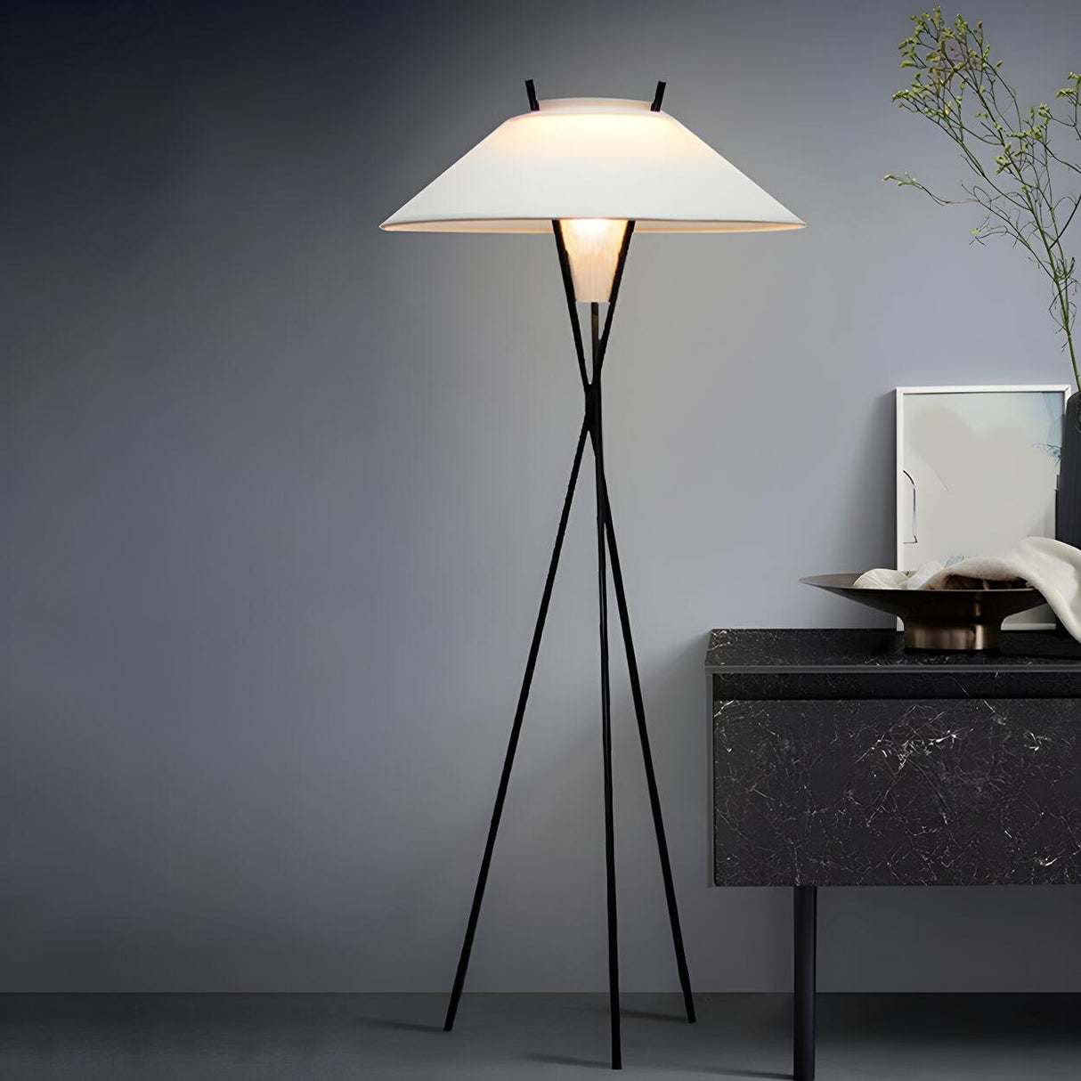 Contemporary Multi-Sphere Black Tripod Floor Lamp Image - 4