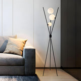 Contemporary Multi-Sphere Black Tripod Floor Lamp Image - 5