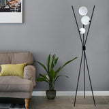 Contemporary Multi-Sphere Black Tripod Floor Lamp Image - 6