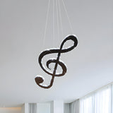 Contemporary Music Note Crystal Pendant Light Chandelier Image - 1