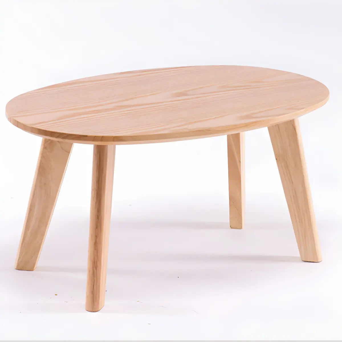 Contemporary Natural Rubberwood Oval Small Writing Desk Image - 12