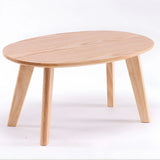 Contemporary Natural Rubberwood Oval Small Writing Desk Image - 12