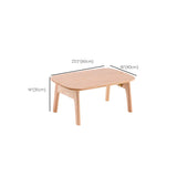 Contemporary Natural Rubberwood Oval Small Writing Desk Image - 14