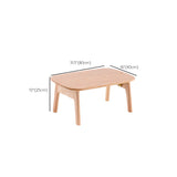 Contemporary Natural Rubberwood Oval Small Writing Desk Image - 15