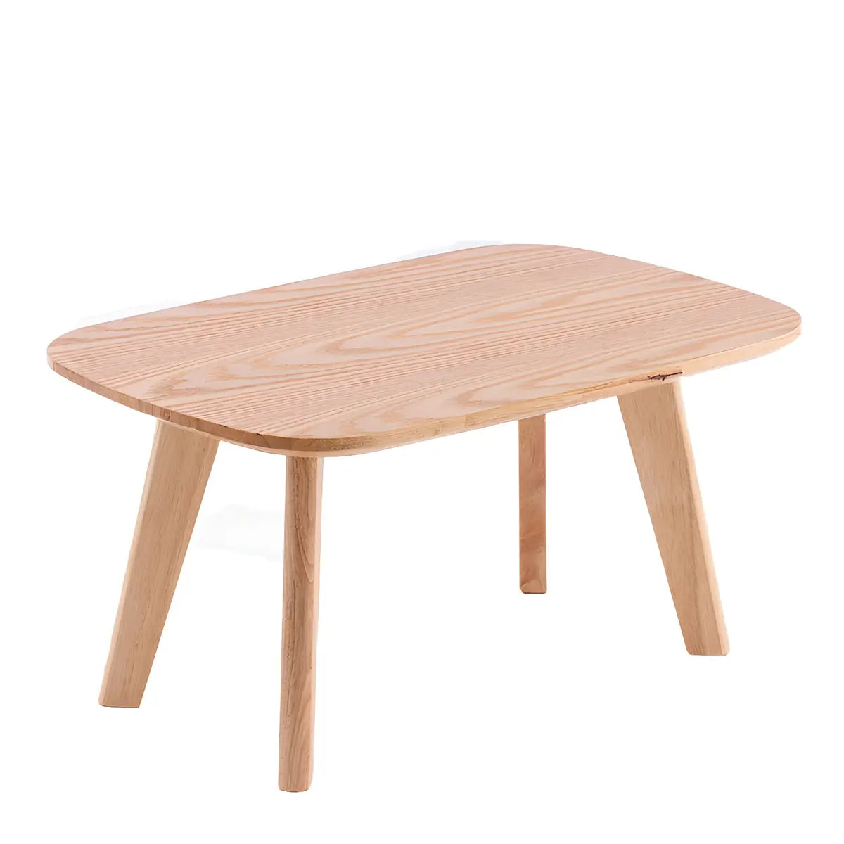 Contemporary Natural Rubberwood Oval Small Writing Desk Image - 2