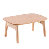 Contemporary Natural Rubberwood Oval Small Writing Desk Image - 3